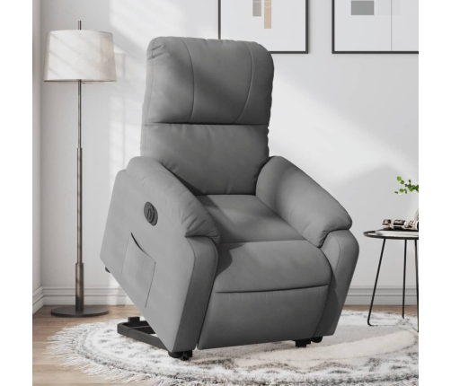 Sillón eléctrico reclinable elevable tela microfibra gris