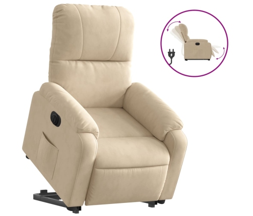 Sillón eléctrico reclinable elevable tela microfibra crema