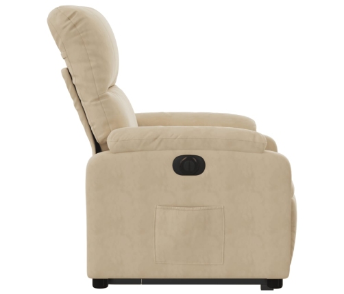 Sillón eléctrico reclinable elevable tela microfibra crema