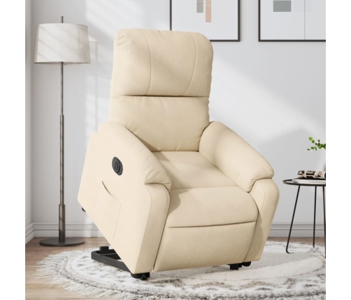 Sillón eléctrico reclinable elevable tela microfibra crema