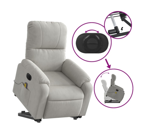 Sillón masaje eléctrico reclinable elevable tela gris claro