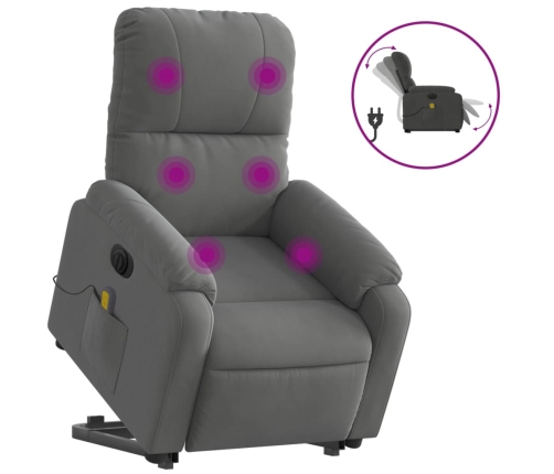 Sillón masaje eléctrico reclinable elevable tela gris oscuro