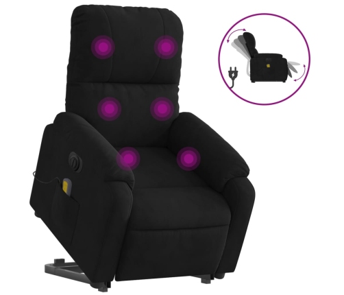 Sillón masaje eléctrico reclinable elevable tela negro