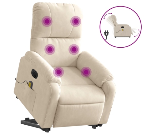 Sillón masaje eléctrico reclinable elevable tela beige