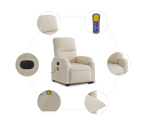 Sillón masaje eléctrico reclinable elevable tela beige