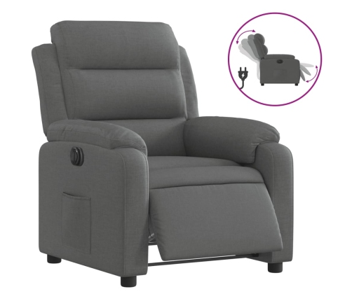 Sillón reclinable eléctrico de tela gris oscuro