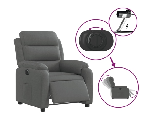 Sillón reclinable eléctrico de tela gris oscuro