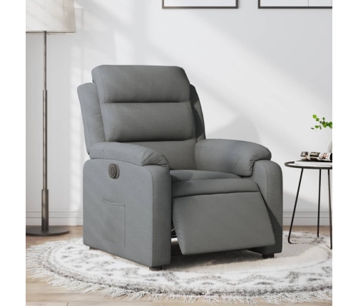 Sillón reclinable eléctrico de tela gris oscuro