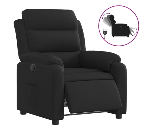 Sillón reclinable eléctrico de tela negro