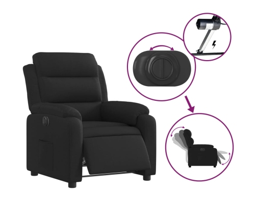 Sillón reclinable eléctrico de tela negro