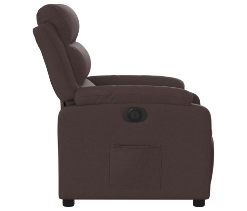 Sillón reclinable eléctrico tela marrón oscuro