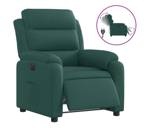 Sillón reclinable eléctrico tela verde oscuro