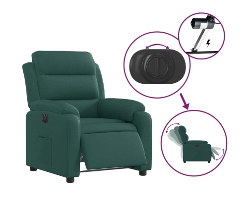 Sillón reclinable eléctrico tela verde oscuro