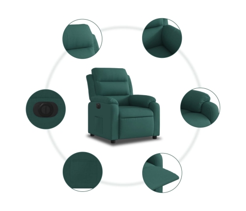 Sillón reclinable eléctrico tela verde oscuro