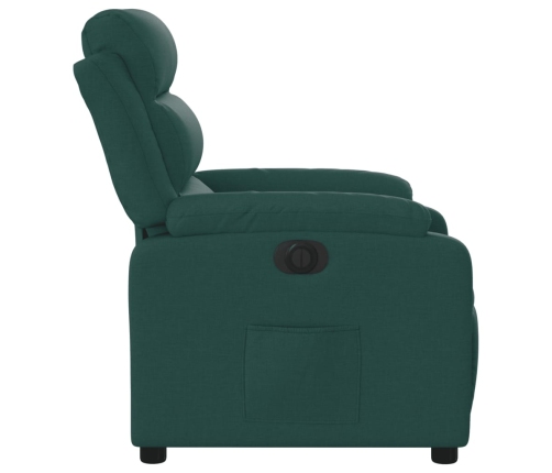 Sillón reclinable eléctrico tela verde oscuro