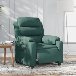 Sillón reclinable eléctrico tela verde oscuro