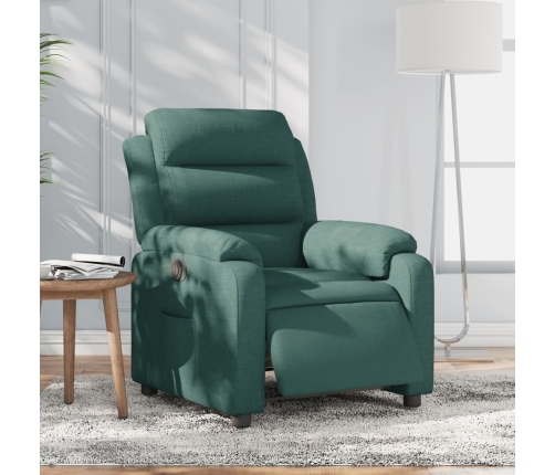 Sillón reclinable eléctrico tela verde oscuro