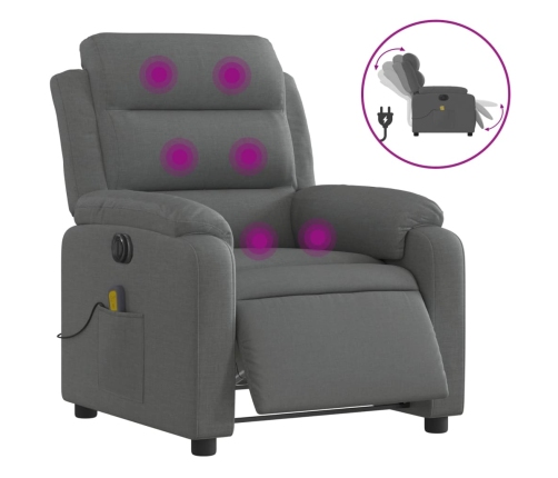 Sillón reclinable de masaje eléctrico tela gris oscuro