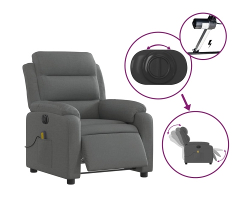 Sillón reclinable de masaje eléctrico tela gris oscuro