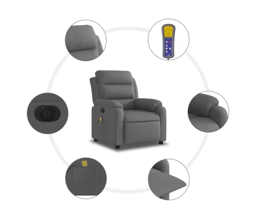 Sillón reclinable de masaje eléctrico tela gris oscuro