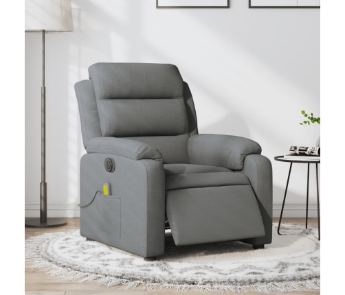 Sillón reclinable de masaje eléctrico tela gris oscuro