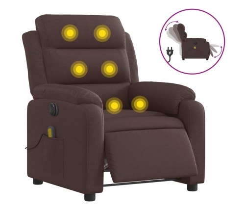 Sillón reclinable de masaje eléctrico tela marrón oscuro