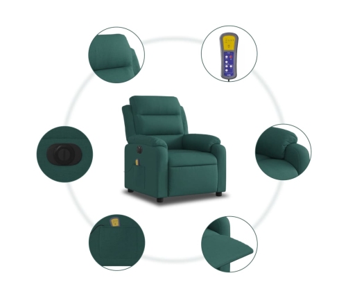 Sillón reclinable de masaje eléctrico tela verde oscuro