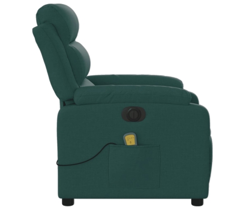 Sillón reclinable de masaje eléctrico tela verde oscuro