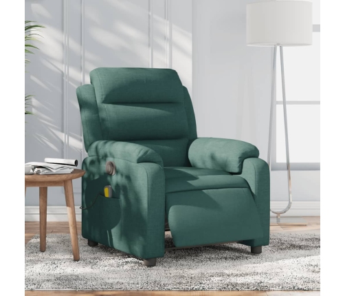 Sillón reclinable de masaje eléctrico tela verde oscuro