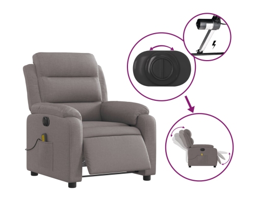 Sillón reclinable de masaje eléctrico tela gris taupe