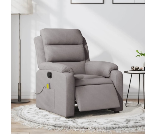 Sillón reclinable de masaje eléctrico tela gris taupe