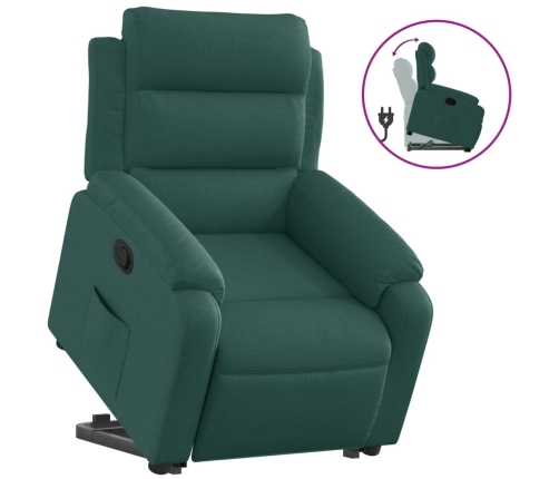 Sillón reclinable elevable tela verde oscuro