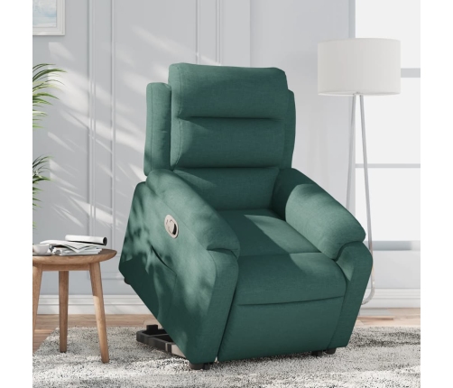 Sillón reclinable elevable tela verde oscuro