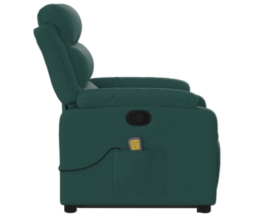 Silla de masaje reclinable de pie de tela verde oscura