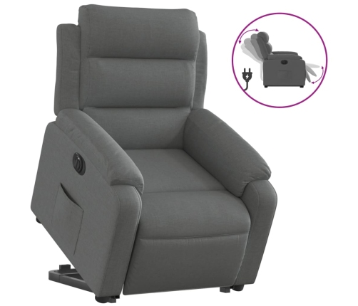 Sillón eléctrico reclinable elevable de tela gris oscuro