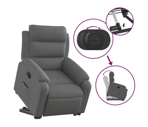 Sillón eléctrico reclinable elevable de tela gris oscuro