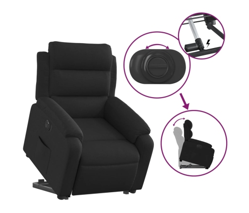 Sillón eléctrico reclinable elevable de tela negro