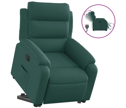 Sillón eléctrico reclinable elevable de tela verde oscuro