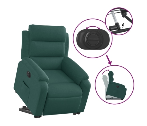 Sillón eléctrico reclinable elevable de tela verde oscuro