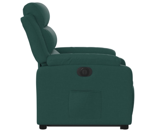 Sillón eléctrico reclinable elevable de tela verde oscuro