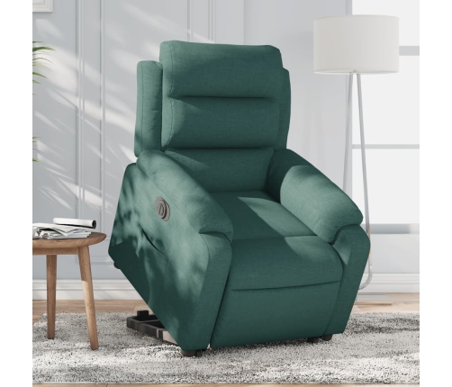 Sillón eléctrico reclinable elevable de tela verde oscuro