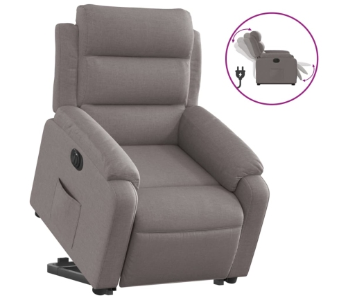 Sillón eléctrico reclinable elevable de tela gris taupe