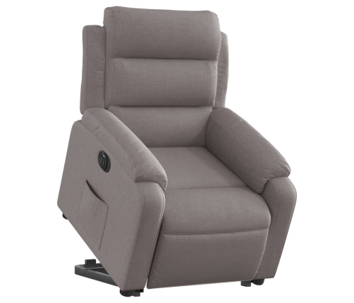 Sillón eléctrico reclinable elevable de tela gris taupe