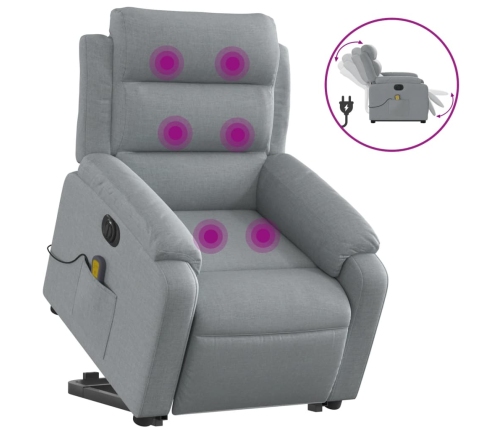 Sillón de masaje eléctrico reclinable elevable tela gris claro