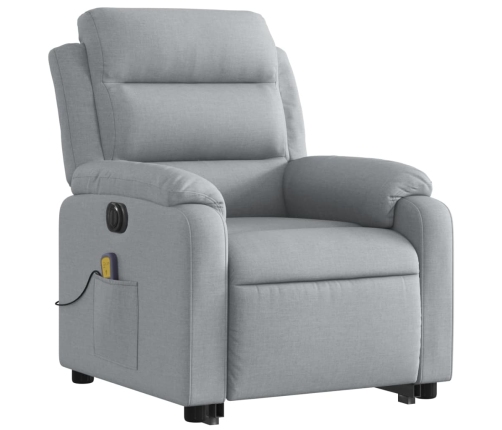 Sillón de masaje eléctrico reclinable elevable tela gris claro