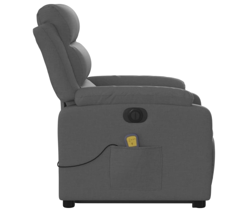 Sillón de masaje eléctrico reclinable elevable tela gris oscuro