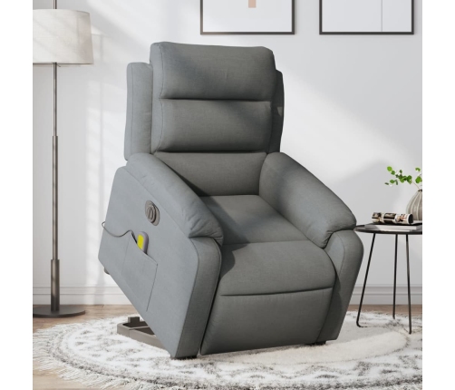 Sillón de masaje eléctrico reclinable elevable tela gris oscuro