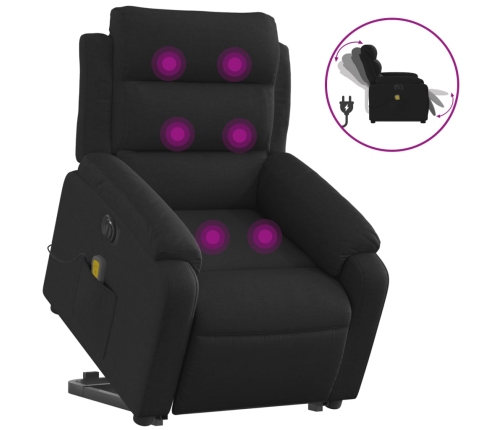 Sillón de masaje eléctrico reclinable elevable tela negro