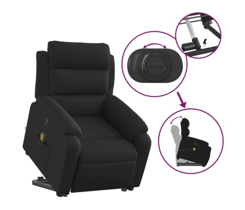 Sillón de masaje eléctrico reclinable elevable tela negro