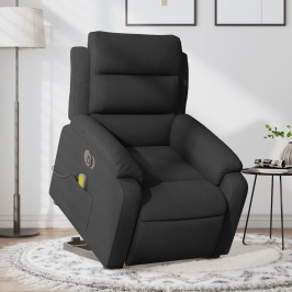 Sillón de masaje eléctrico reclinable elevable tela negro